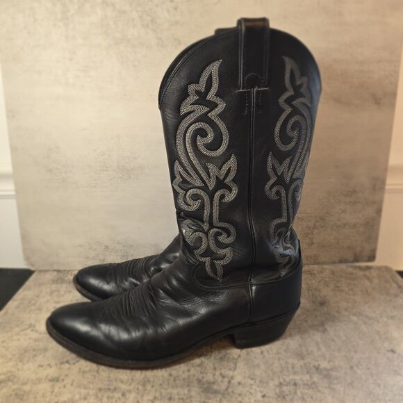 Classic Justin 1409 Black Leather London Calf Western Boots Men\'s Size 11 B